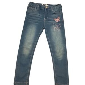 Princess Collection Girls Jeans‎ Size Adjustable Waist Butterfly Applique